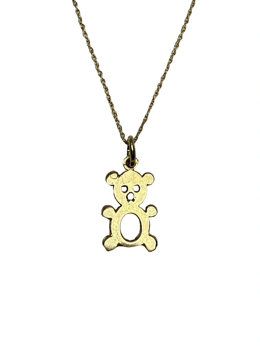 Gold Teddy Bear Pendant Necklace for Kids - Cute Gold Charm